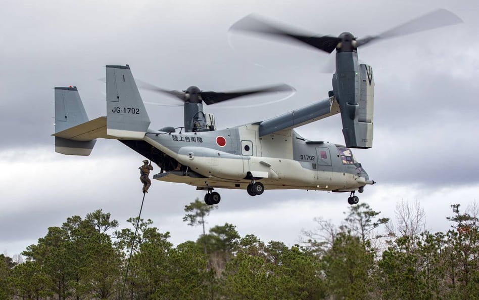 MV-22B Osprey Japońskich Sił Samoobrony podczas szkolenia w Stanach Zjednoczonych. Fot./USMC.