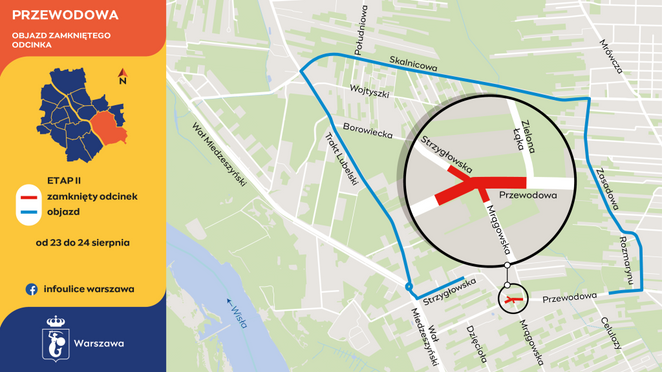 Objazd zamkniętego odcinka ul. Przewodowej – etap 2