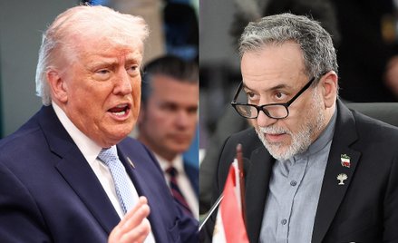 Prezydent USA Donald Trump (z lewej) oraz irański minister spraw zagranicznych Abbas Araghchi poinfo