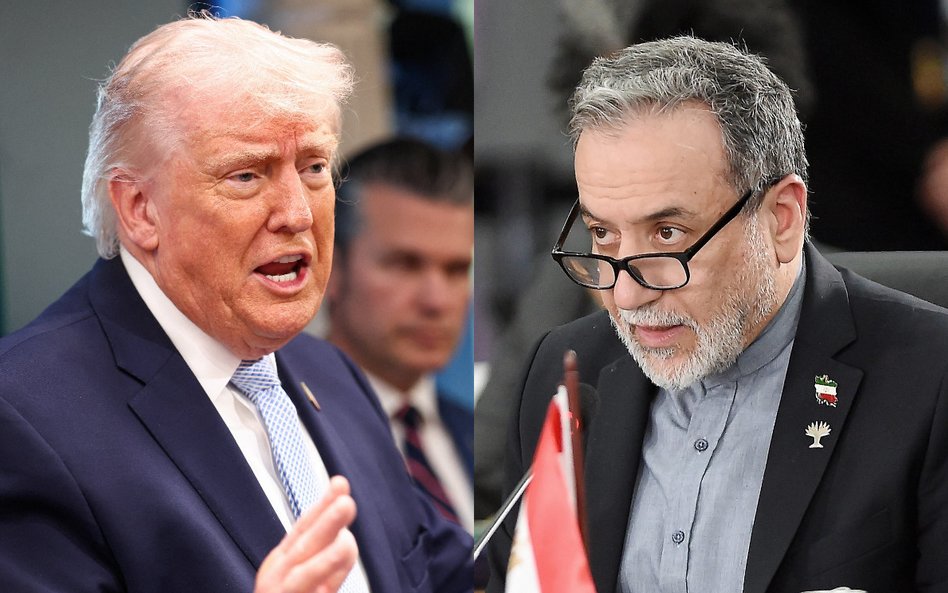 Prezydent USA Donald Trump (z lewej) oraz irański minister spraw zagranicznych Abbas Araghchi poinfo