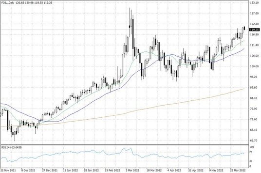 Notowania ropy naftowej WTI – dane dzienne