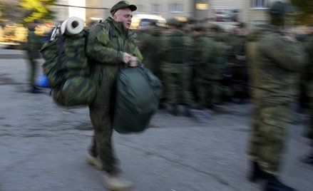 Rosjanie powołani do wojska podczas częściowej mobilizacji. Zdjęcie z 2022 roku