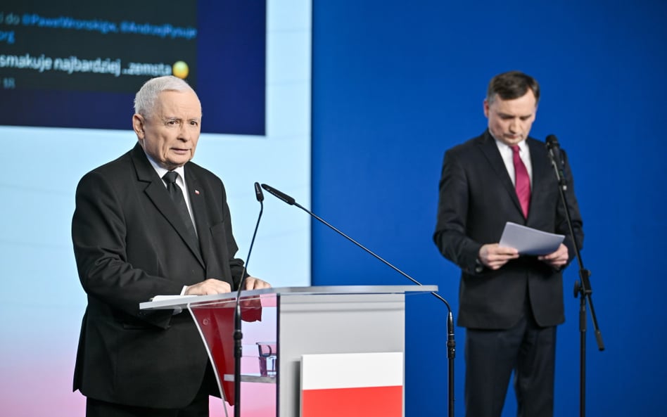 Prezes PiS Jarosław Kaczyński i poseł PiS Zbigniew Ziobro