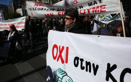 Protest osób niepełnosprawnych w Atenach