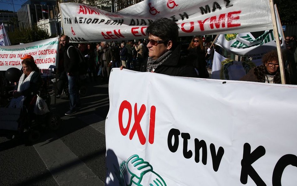 Protest osób niepełnosprawnych w Atenach