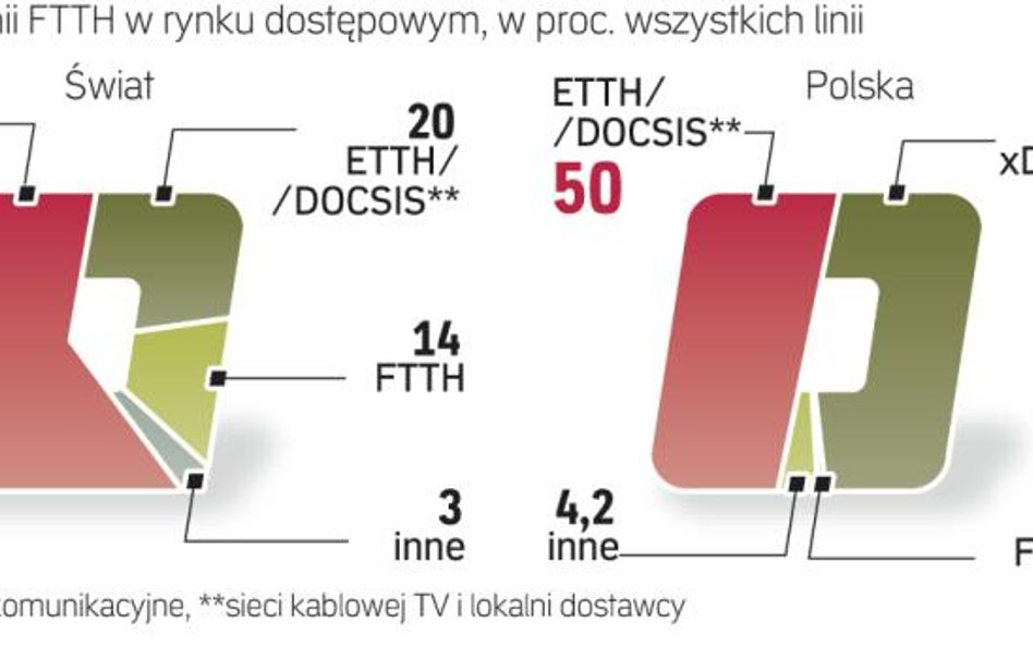 Dostęp światłowodowy, to wciąż margines polskiego rynku internetowego.