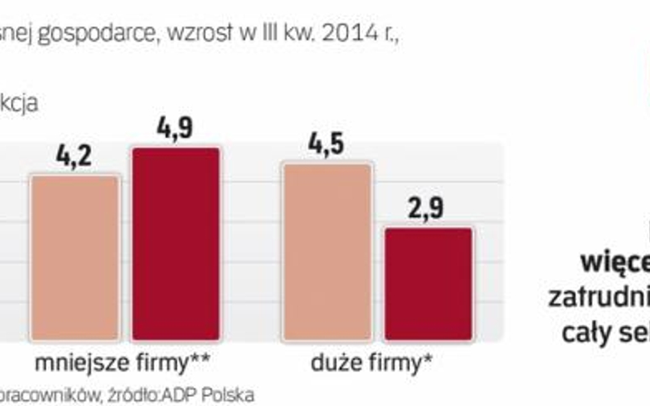 Mniejsze spółki produkcyjne wygrały tempem wzrostu zatrudnienia