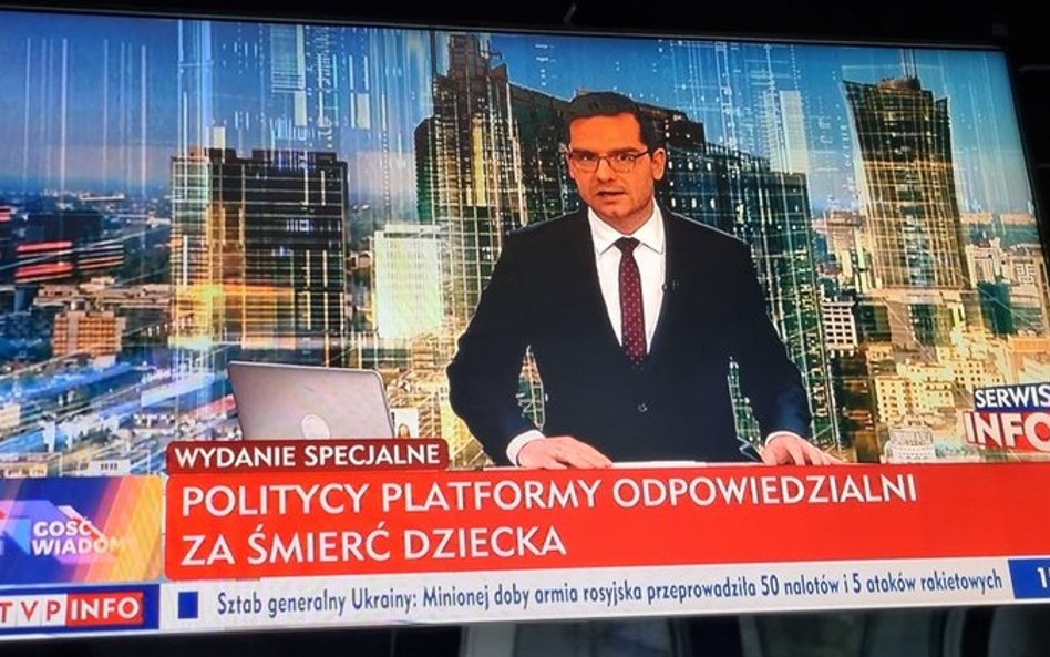 Screen z paskiem z TVP Info