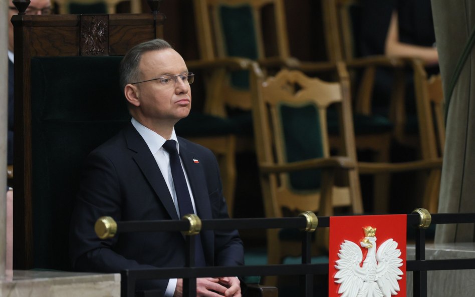 Prezydent RP Andrzej Duda na sali obrad Sejmu