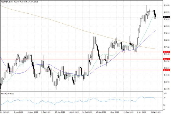 Notowania miedzi w USA – dane dzienne