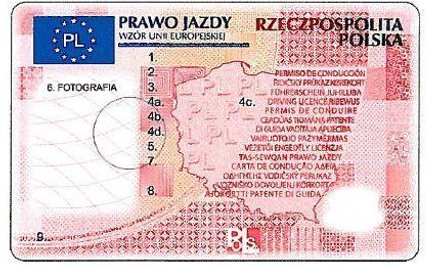 Wzór nowego prawa jazdy, awers