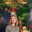 Dr hab. Agnieszka Lajus, dyrektorka Muzeum Narodowego w Warszawie na tle obrazu Józefa Mehoffera