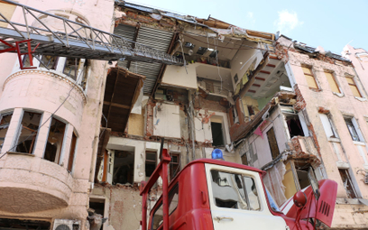 Zabytkowy Dom Dochodowy Masłowskiego w Charkowie zniszczony przez rosyjski ostrzał.