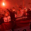 Kibice Legii Warszawa na trybunie stadionu podczas meczu z Lechem Poznań