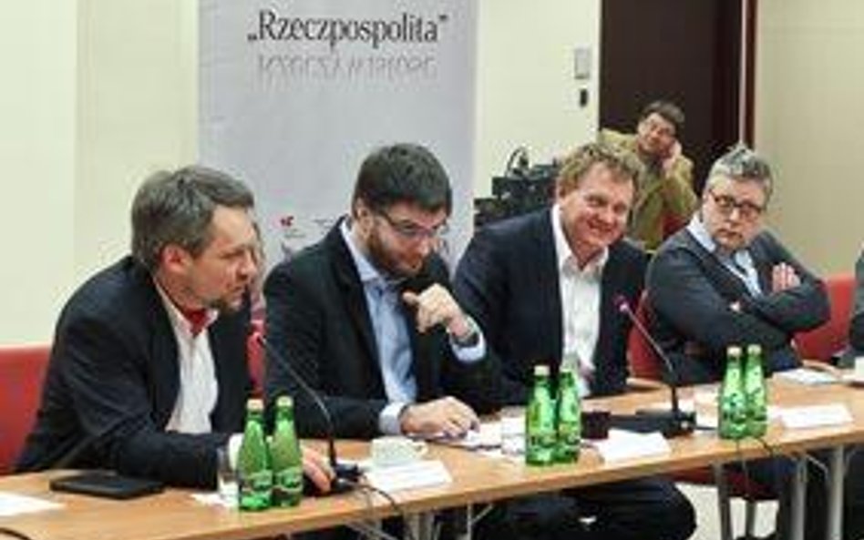 Dyskutanci (od lewej) Michał Szułdrzyński, „Rz”, Jan Filip Staniłko, Tomasz Wróblewski, Marek Cichoc