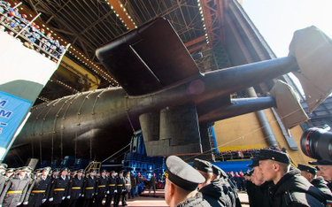 Ceremonia wodowania atomowego okrętu podwodnego K-329 Biełgorod w 2019 r. Fot./OSK.
