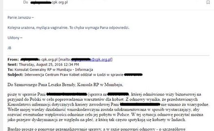 Wpadka konsulatu. Urzędnik o "myśleniu vaginalnym"