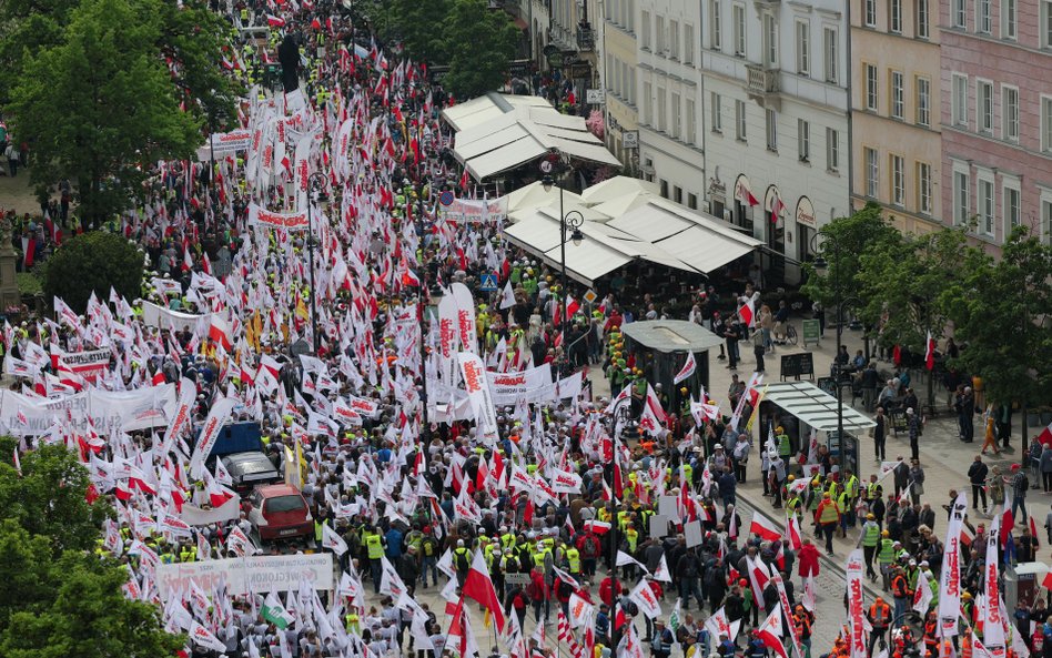 Protest "Solidarności" w Warszawie