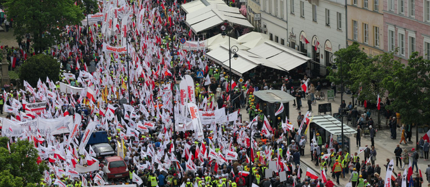 Protest "Solidarności" w Warszawie