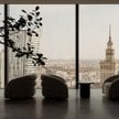 Z okien biura można podziwiać panoramę Warszawy.