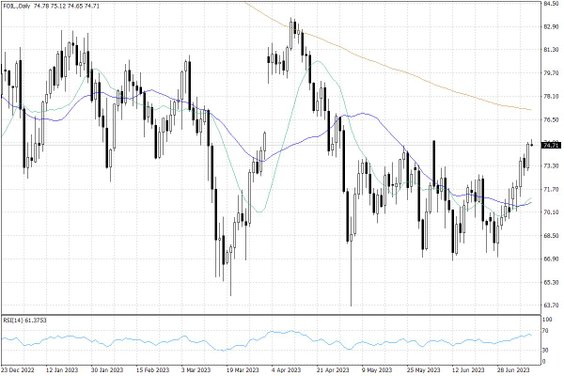 Notowania ropy naftowej WTI – dane dzienne