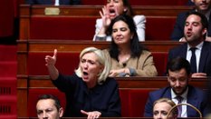 Marine Le Pen  podczas sesji rządu w Zgromadzeniu Narodowym w Paryżu, 28 kwietnia 2026 r.