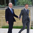 Premier Kanady Justin Trudeau, prezydent USA Joe Biden i prezydent Francji Emmanuel Macron na szczyc