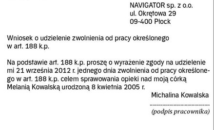 Wzór wniosku