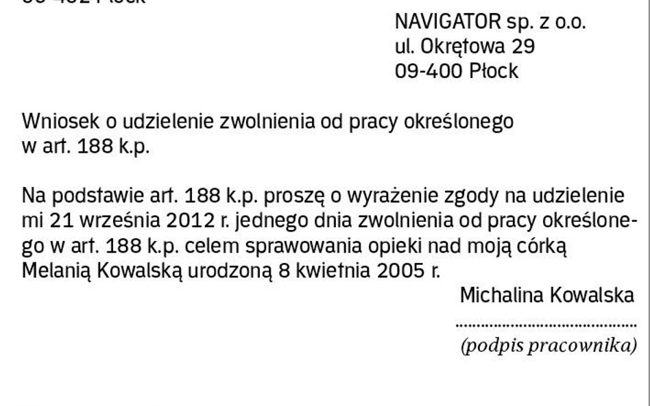Wzór wniosku