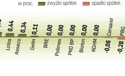 Indeks największych spółek stracił 0,25 proc. Spadki na GPW kontrastowały ze wzrostami na innych ryn