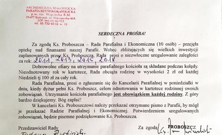 Takie pismo wysłała do wiernych parafia św. Wojciecha w Białymstoku.