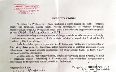 Takie pismo wysłała do wiernych parafia św. Wojciecha w Białymstoku.