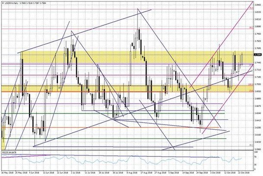 Wykres dzienny USDPLN