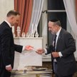 19.12.2022, w Pałacu Prezydenckim prezydent Andrzej Duda i naczelny rabin Polski Michael Schudrich w