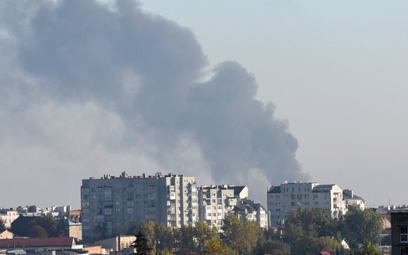 Dym nad Lwowem po ataku rakietowym wojsk rosyjskich