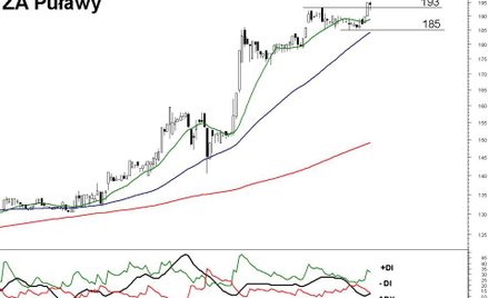 Z analizy technicznej kursu akcji ZA Puławy wynika, że cena powinna kontynuować trend wzrostowy