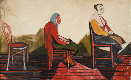 Andrzej Wróblewski, „Kolejka trwa"; 1956; gwasz, akwarela, papier; Starak Collection © Fundacja Andr