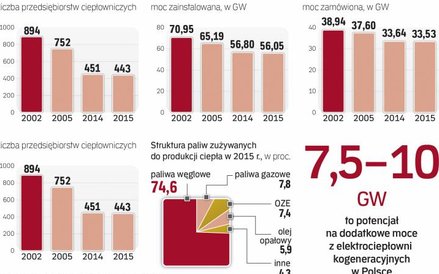 Ciepłownie i elektrociepłownie w Polsce w znaczącej części spalają węgiel. Odnawialne źródła stanowi