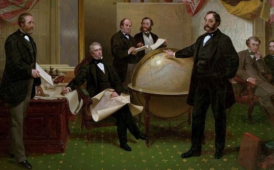 Podpisanie traktatu o przyłączeniu Alaski do Stanów Zjednoczonych, 30 marca 1867 r.