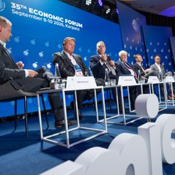 Participants in the ‘Leaders of Tomorrow’ panel during Wednesday’s discussion in Karpacz