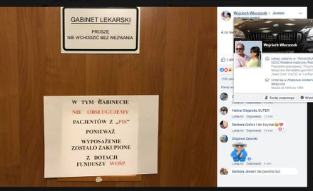 "Nie obsługujemy pacjentów z PiS" na drzwiach gabinetu