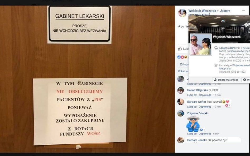 Nie przyjmował pacjentów z PiS. Tłumaczy, że to był żart