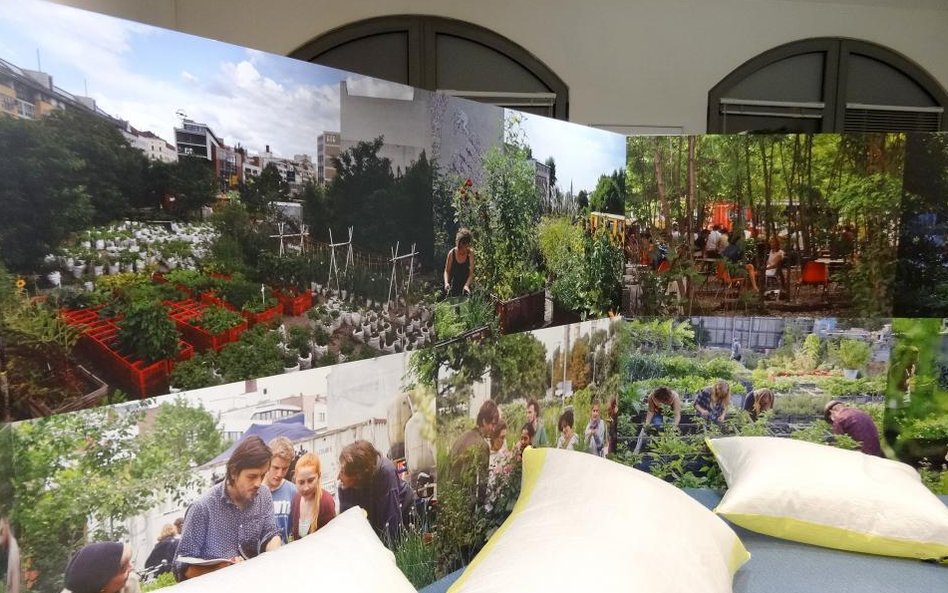 Fotoinstalacja, przedstawiająca społeczny projekt Ogrodu Księżniczek w Berlinie