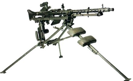 Niemiecki karabin maszynowy MG34 na trójnogu