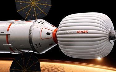 Artystyczna wizja modułu Inspiration Mars podczas misji na orbitę Czerwonej Planety