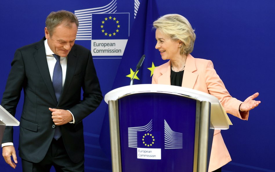 Donald Tusk i Ursula von der Leyen w Brukseli