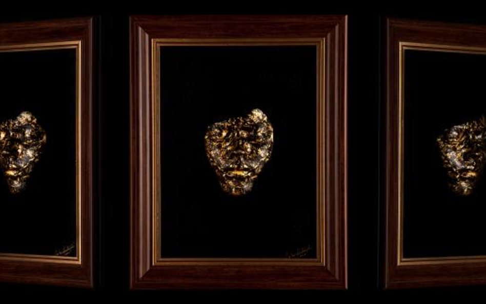 Maski Artura Kalińskiego prezentowane w Gold Light Gallery w New Hope. Na zdjęciu: Courage in spite 