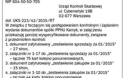 WZÓR pokwitowania odbioru dokumentów