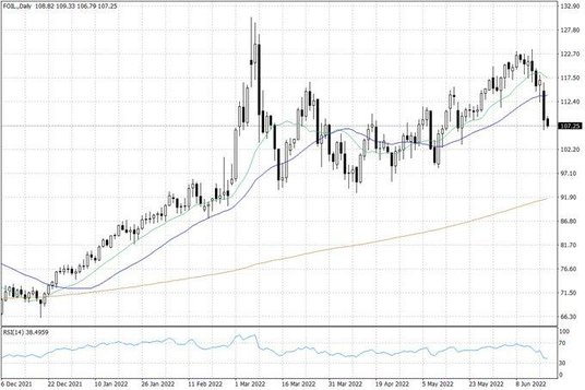 Notowania ropy naftowej WTI – dane dzienne