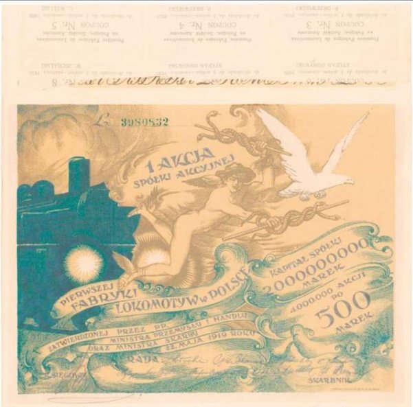 Licytowana będzie najpiękniejsza polska akcja, zaprojektowana przez Józefa Mehoffera.